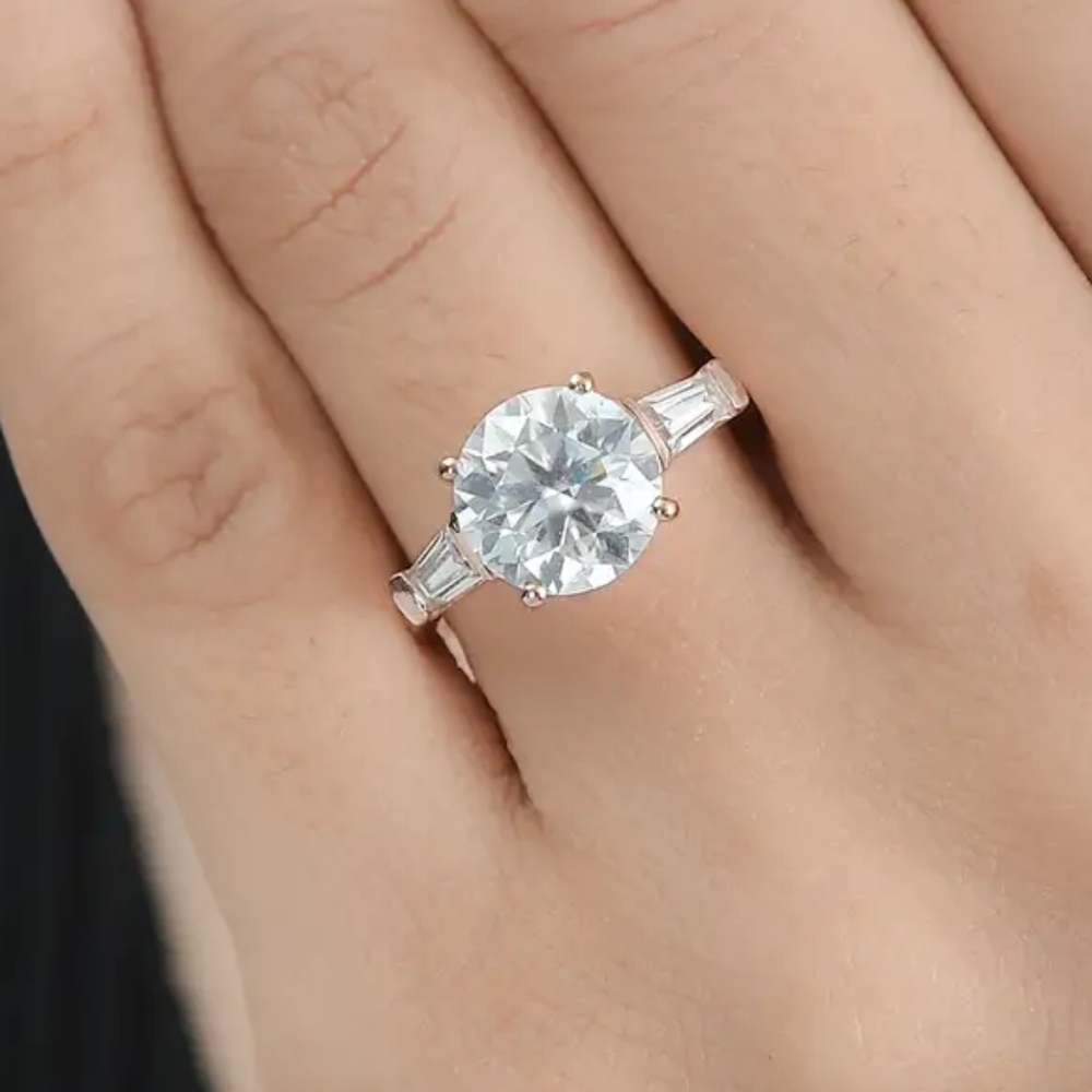 Genuine Moissanite Ring in Vermeil Rose Gold Over Sterling Silver 3.40 ctw - Picture 7 of 10
